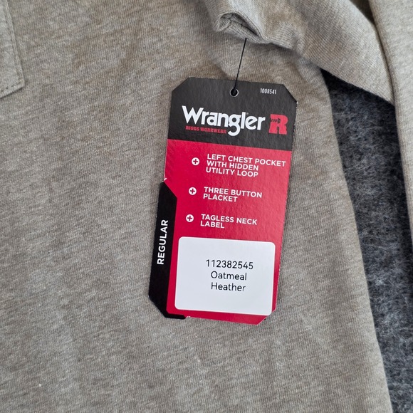 NWT Wrangler Riggs Workwear Henley Shirt Mens Large Tan Relaxed Fit Long Sleeve - Picture 5 of 11